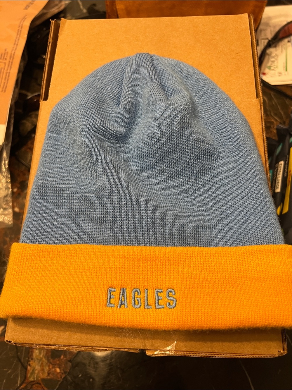 Eagles Reversible Beanie - Light Blue and Gold